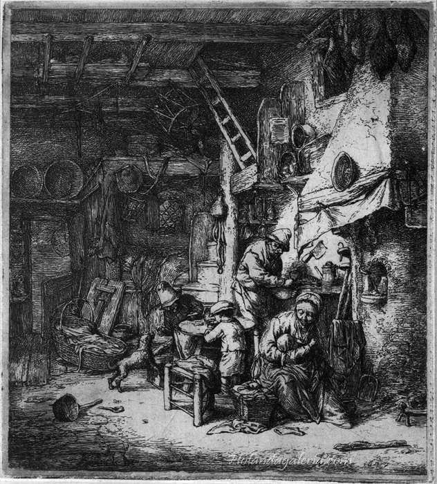 Adriaen van Ostade | The Family 1647 Etching, 178 x 159 mm Rijksmuseum, Amsterdam