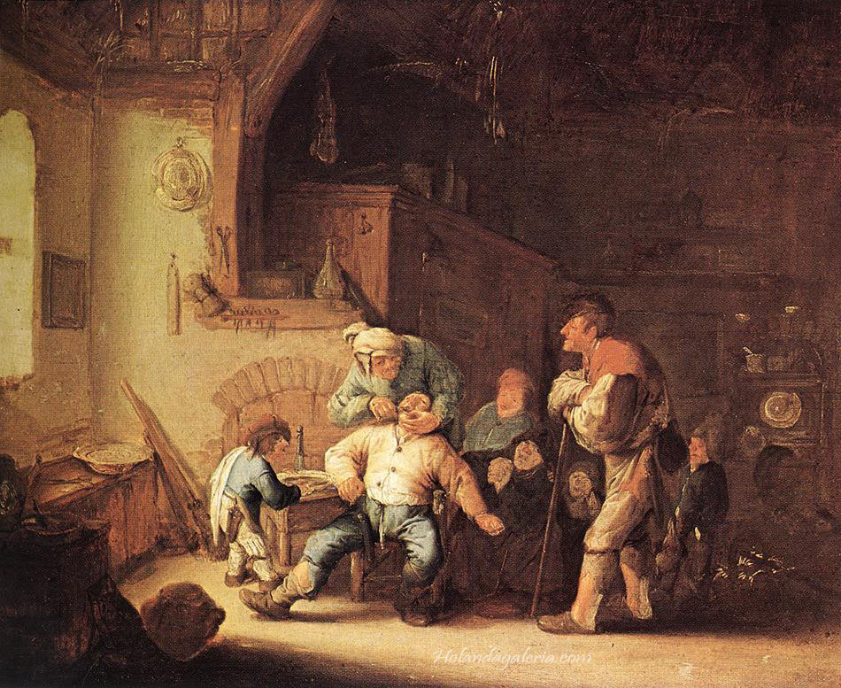 Adriaen van Ostade | Barber Extracting of Tooth 1630-35 Wood, 34 x 41 cm Kunsthistorisches Museum, Vienna