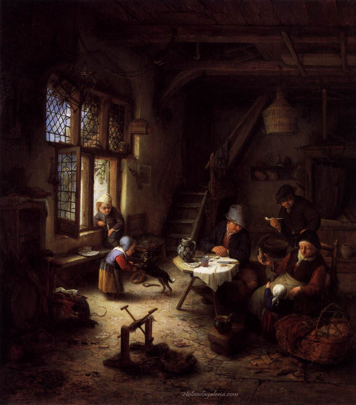 Adriaen van Ostade | Peasant Family in a Cottage Interior 1661 Oil on oak panel, 35 x 31 cm