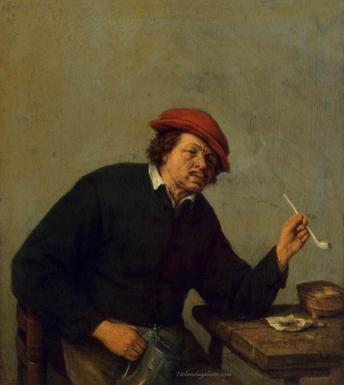 Adriaen van Ostade | Smoker c. 1655 Oil on panel, 18 x 16 cm The Hermitage, St. Petersburg