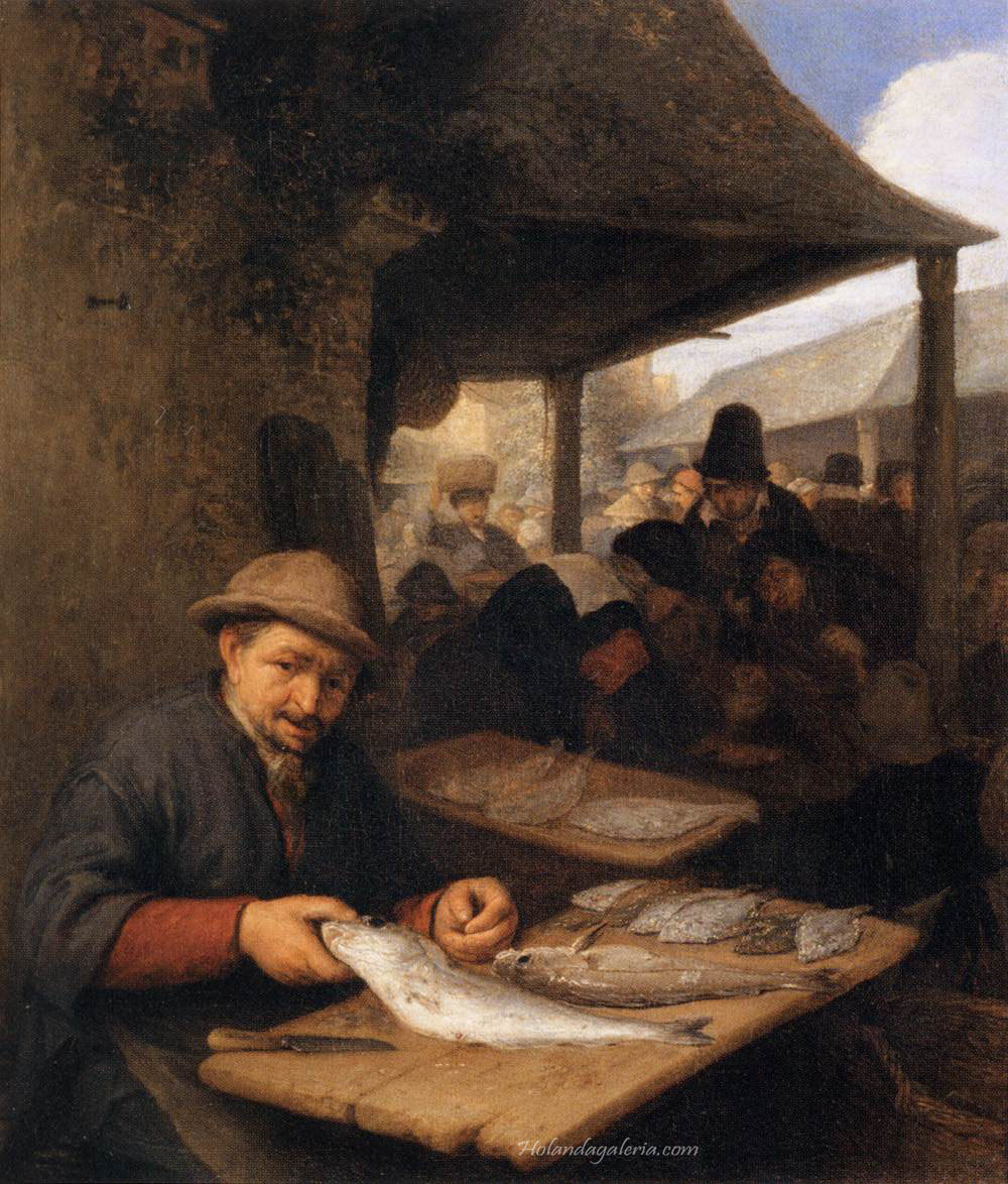 Adriaen van Ostade | The Fish Market 1659 Oil on canvas, 41 x 36 cm Musée du Louvre, Paris